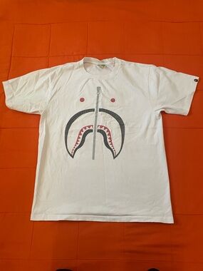A Bathing Ape Shark T Shirt Mens Large White Graphic Print